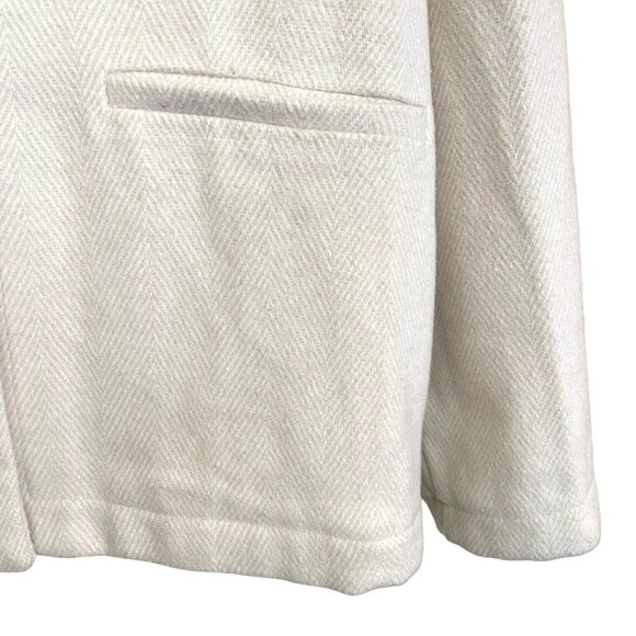 Melloday Herringbone Beige Wool Blend Pea Coat Size Large NWT - Picture 3 of 7